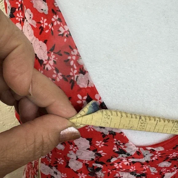 Zara Babydoll Maxi Sundress Red Floral V Neck Sleeveless Size M Coquette Fairy - Picture 8 of 15